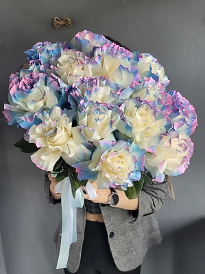 15 неоновых французких роз под ленту