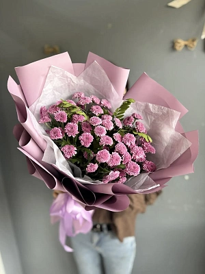 7 лавандовых кустовых хризантем Сантини