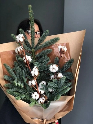 Зимний букет с хлопком